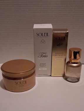 Soleil Trio Miracle Oil Hair Treatment, Argan Healing Oil 24K Gold, Mask, Serum